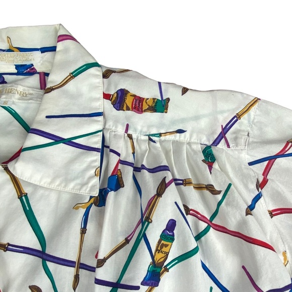Vintage John Henry Artist Paint Print Button Down Shirt - Picture 6 of 16